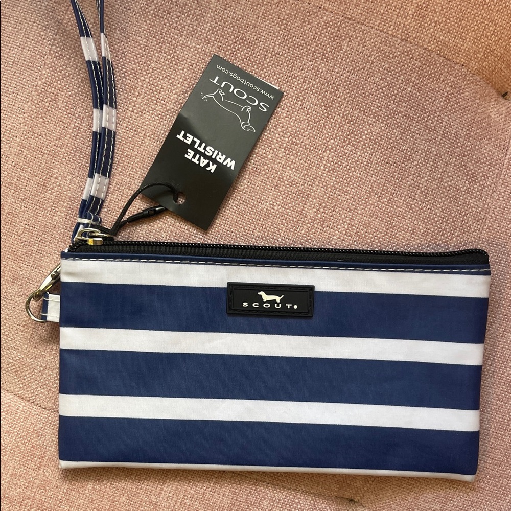 Scout Navy and White Striped Clutch